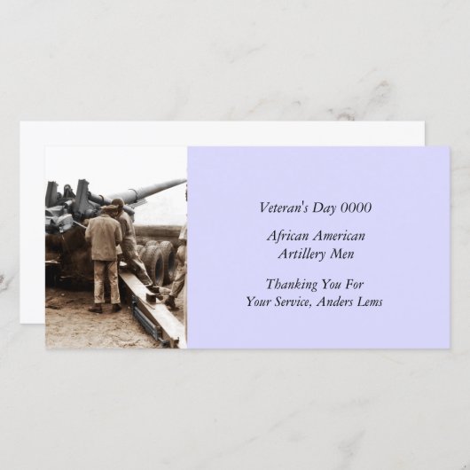 アフリカ系アメリカ人の砲兵ウーマン第二次世界大戦 サンキューカード (正面/裏面)