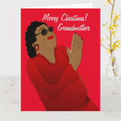 アフリカ系アメリカ人の祖母メリークリスマス カード (黄色い花)