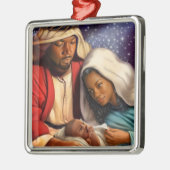 アフリカ系アメリカ人の神聖な家庭クリスマスオーナメント メタルオーナメント (左)