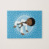 アフリカ系アメリカ人の空手の男の子の柔道の武道 ジグソーパズル (横)