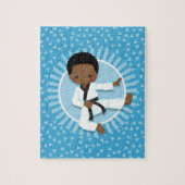 アフリカ系アメリカ人の空手の男の子の柔道の武道 ジグソーパズル (縦)