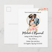 アフリカ系アメリカ人の結婚式 ウェディング 案内ポストカード (正面/裏面)