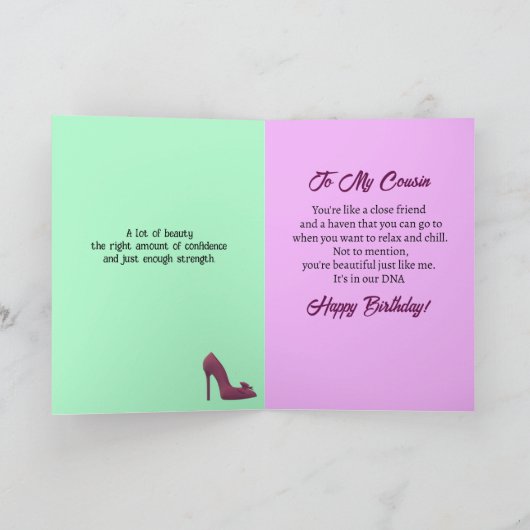 アフリカ系アメリカ人の美しいいとこの誕生日カード サンキューカード (内部)