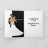 アフリカ系アメリカ人の美しいカップル記念日 サンキューカード (内部)