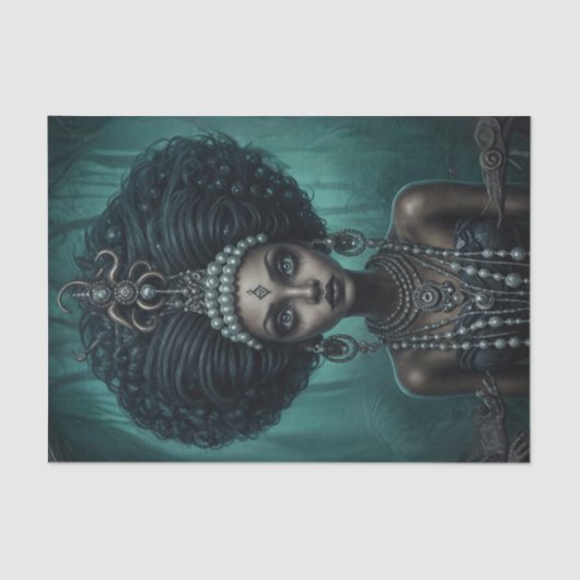 アフリカ系アメリカ人の美しいブードゥー女王 薄葉紙 (正面)