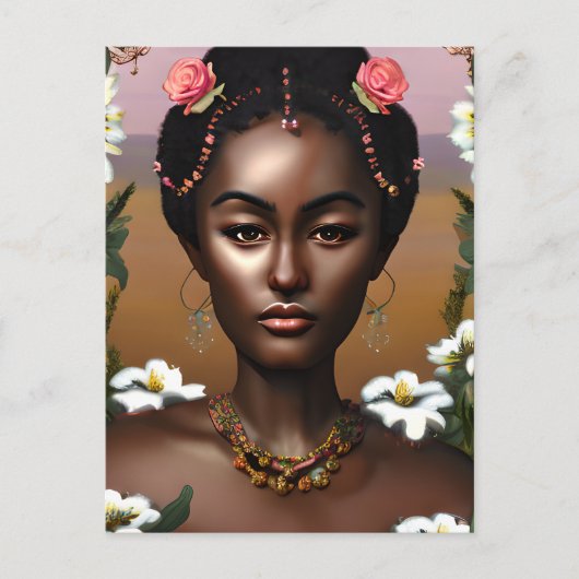 アフリカ系アメリカ人の美しさ AI アート ポストカード (正面)