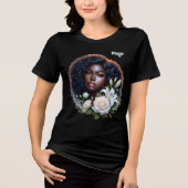 アフリカ系アメリカ人の美女と花 トライブレンドＴシャツ (正面)