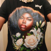アフリカ系アメリカ人の美女と花 トライブレンドＴシャツ