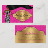 アフリカ系アメリカ人の美容師のピンクの金ゴールドのシマウマ 名刺 (正面/裏面)