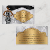 アフリカ系アメリカ人の美容師の銀の金ゴールドのシマウマ 名刺 (正面/裏面)