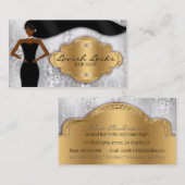 アフリカ系アメリカ人の美容師の銀の金ゴールドのダマスク織 名刺 (正面/裏面)