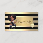 アフリカ系アメリカ人の美容師ストライプハート,金ゴールド ロイヤリティカード (正面)