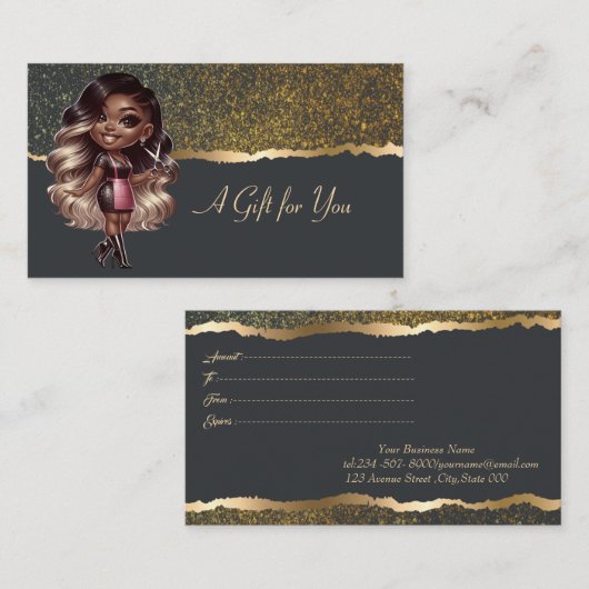 アフリカ系アメリカ人の美容師紙吹雪ブラック 割引カード (正面/裏面)