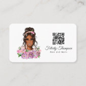 アフリカ系アメリカ人の美容師QRコードの名刺 名刺 (正面)
