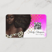 アフリカ系アメリカ人の美容師QRコードの名刺 名刺 (正面)