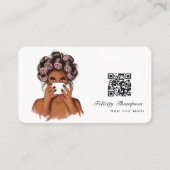 アフリカ系アメリカ人の美容師QRコードの名刺 名刺 (正面)