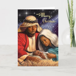 アフリカ系アメリカ人の聖家族クリスマスカード シーズンカード