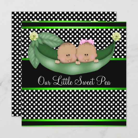 アフリカ系アメリカ人の脚類に登場する緑のエンドウ 招待状 (正面/裏面)