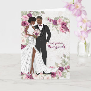 アフリカ系アメリカ人の花嫁と花婿の結婚おめでとう カード