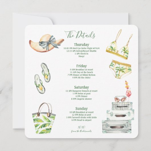 アフリカ系アメリカ人の花嫁のバチェロレッテビーチウィークエンド 招待状 (裏面)