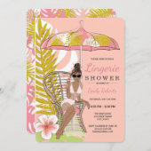 アフリカ系アメリカ人の花嫁のランジェリーシャワー 招待状 (正面/裏面)