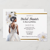 アフリカ系アメリカ人の花嫁シンプル園の花 招待状 (正面/裏面)