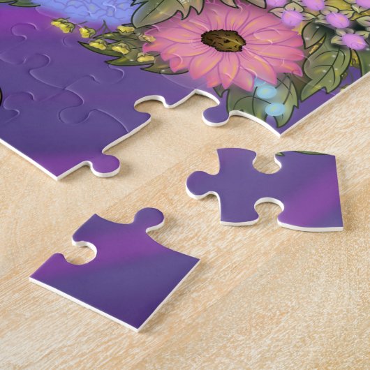 アフリカ系アメリカ人の花白熱［赤熱］光を放つ付き女性 ジグソーパズル (側面)