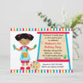 アフリカ系アメリカ人の芸術のペンキのパーティーの誕生日 招待状 (スタンド正面)