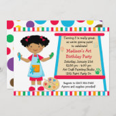 アフリカ系アメリカ人の芸術のペンキのパーティーの誕生日 招待状 (正面/裏面)