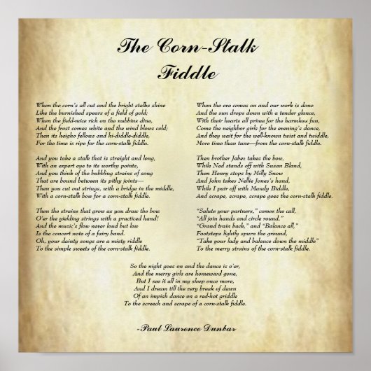 アフリカ系アメリカ人の詩とうもろこしの茎のバイオリン ポスター (正面)