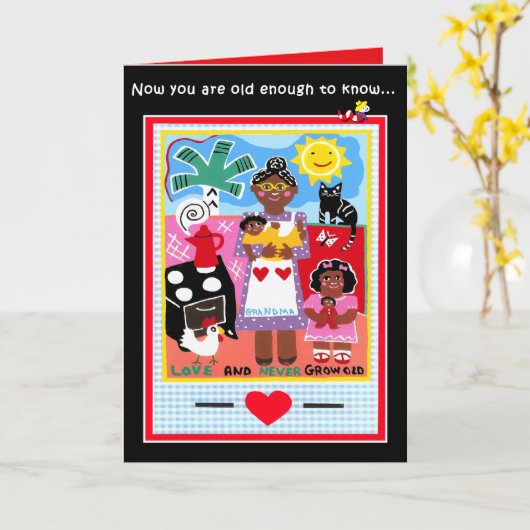 アフリカ系アメリカ人の誕生日のグリーティングカード カード (黄色い花)