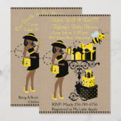 アフリカ系アメリカ人の赤ちゃんのお披露目パーティーにぴったりなデザインです 招待状 (正面/裏面)