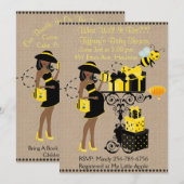 アフリカ系アメリカ人の赤ちゃんのお披露目パーティー「What Will It Bee」 招待状 (正面/裏面)