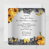 アフリカ系アメリカ人の赤ちゃんの歓迎会　女の子　黄色　蝶 招待状 (裏面)