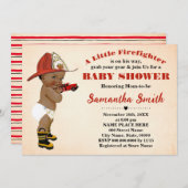 アフリカ系アメリカ人の赤ちゃんシャワーに向かう消防士 招待状 (正面/裏面)