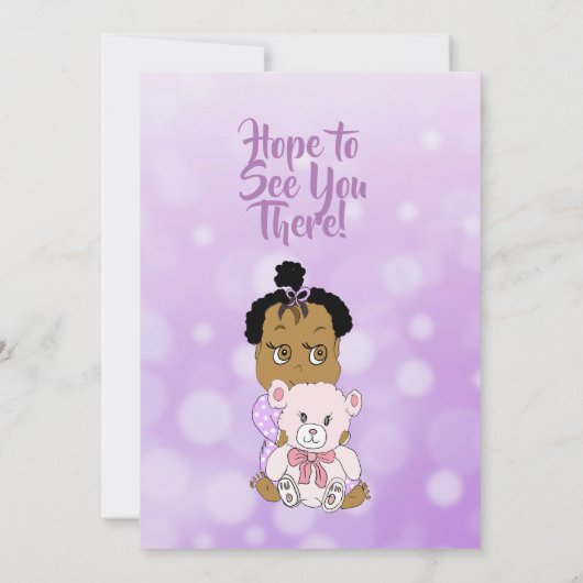 アフリカ系アメリカ人の赤ちゃん女の子のベビーシャワー 招待状 (裏面)