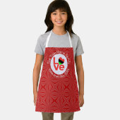 アフリカ系アメリカ人の赤文字LOVEフラグのパーソナライズ エプロン (インサイチュ)