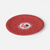 アフリカ系アメリカ人の赤文字LOVEフラグのパーソナライズ ペーパープレート (アングル)