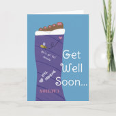 アフリカ系アメリカ人の足・脚のギプスを応援するグリーティングカード カード (正面)