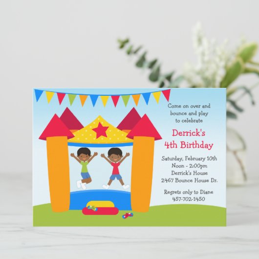 アフリカ系アメリカ人の跳ね上がりの家の誕生会 招待状 (スタンド正面)