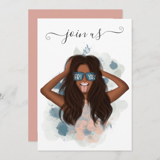アフリカ系アメリカ人の金曜バチェロレッテインビタット 招待状 (正面/裏面)