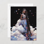アフリカ系アメリカ人の雲に包まれた女性 ポストカード (正面/裏面)