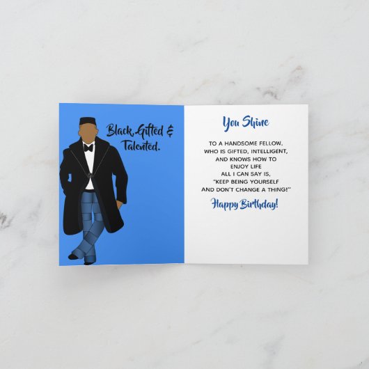アフリカ系アメリカ人の青年誕生日 カード (内部)