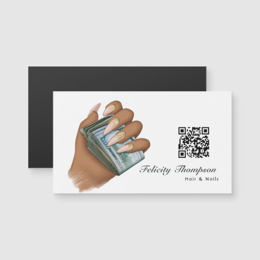 アフリカ系アメリカ人の髪と爪、 ネイルのQRコード (正面/裏面)