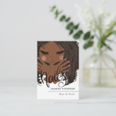 アフリカ系アメリカ人の髪と爪、 ネイル美しいサロン 名刺 (スタンド正面)