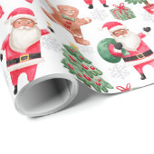 アフリカ系アメリカ人の黒いサンタクリスマス  ラッピングペーパー (ロールコーナー)