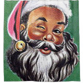 アフリカ系アメリカ人の黒いサンタクロースのクリスマス シャワーカーテン (正面)