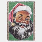 アフリカ系アメリカ人の黒いサンタクロースのクリスマス スローブランケット (正面縦)