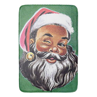 アフリカ系アメリカ人の黒いサンタクロースのクリスマス バスマット