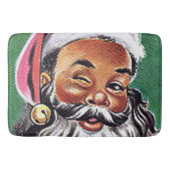 アフリカ系アメリカ人の黒いサンタクロースのクリスマス バスマット (正面)